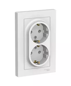 Розетка 2-м СП AtlasDesign 16А IP20 с заземл. в сборе бел. SchE ATN000124