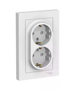 Розетка 2-м СП AtlasDesign 16А IP20 с заземл. защ. шторки в сборе бел. SchE ATN000126