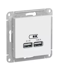 Механизм розетки USB AtlasDesign 5В 1порт х 2.1А 2порта х 1.05А бел. SchE ATN000133