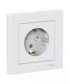 Розетка 1-м СП AtlasDesign 16А IP20 с заземл. защ. шторки в сборе бел. SchE ATN000144