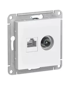 Механизм розетки компьютерной 2-м AtlasDesign RJ45 кат.5E+TV бел. SchE ATN000189