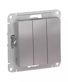 Механизм выключателя 3-кл. СП AtlasDesign 10А IP20 (сх. 1+1+1) 10AX алюм. SchE ATN000331