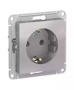 Механизм розетки 1-м СП AtlasDesign 16А IP20 с заземл. алюм. SchE ATN000343