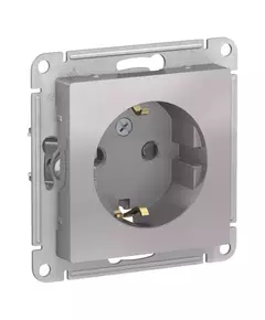 Механизм розетки 1-м СП AtlasDesign 16А IP20 с заземл. защ. шторки алюм. SchE ATN000345