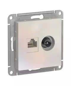 Механизм розетки компьютерной RJ45+TV 2-м AtlasDesign CAT.5e жемчуж. SchE ATN000489