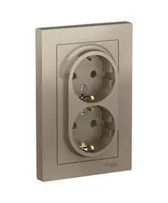 Розетка 2-м СП AtlasDesign 16А IP20 с заземл. в сборе шампань SchE ATN000524