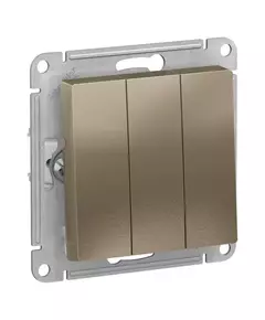 Механизм выключателя 3-кл. СП AtlasDesign 10А IP20 (сх. 1+1+1) 10AX шампань SchE ATN000531