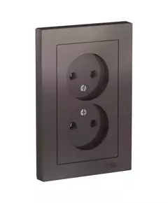 Розетка 2-м СП AtlasDesign 16А IP20 без заземл. в сборе мокко SchE ATN000620