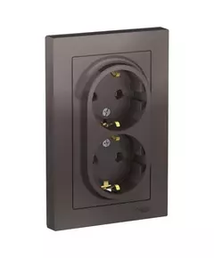 Розетка 2-м СП AtlasDesign 16А IP20 с заземл. в сборе мокко SchE ATN000624