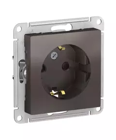 Механизм розетки 1-м СП AtlasDesign 16А IP20 с заземл. защ. шторки мокко SchE ATN000645