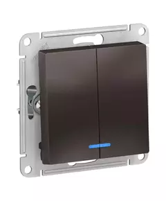 Механизм выключателя 2-кл. СП AtlasDesign 10А IP20 (сх. 5а) 10AX с подсветкой мокко SchE ATN000653