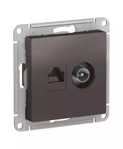 Механизм розетки компьютерной 2-м AtlasDesign RJ45 кат.5E+TV мокко SchE ATN000689