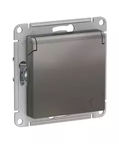 Механизм розетки 1-м СП AtlasDesign 16А IP20 с заземл. защ. шторки с крышкой сталь SchE ATN000946