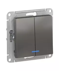 Механизм выключателя 2-кл. СП AtlasDesign 10А IP20 (сх. 5а) 10AX с подсветкой сталь SchE ATN000953