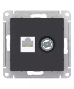 Механизм розетки компьютерной 2-м AtlasDesign RJ45 кат.5E+TV карбон SchE ATN001089
