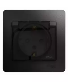Розетка 1-м СП 1мод. Glossa 16А IP44 с заземл. защ. шторки с крышкой в сборе антрацит SchE GSL000748