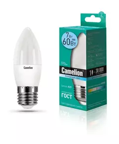Лампа светодиодная LED7-C35/845/E27 7Вт свеча 4500К бел. E27 560лм 220В Camelion 12078