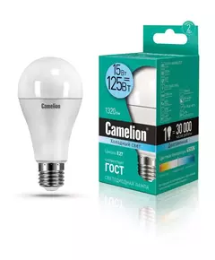 Лампа светодиодная LED15-A60/845/E27 15Вт грушевидная 4500К E27 1320лм 220В бел. Camelion 12186