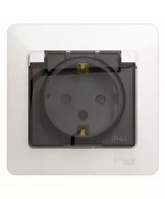 Розетка 1-м СП Glossa 16А IP44 с заземл. защ. шторки с крышкой в сборе перламутр. SchE GSL000648