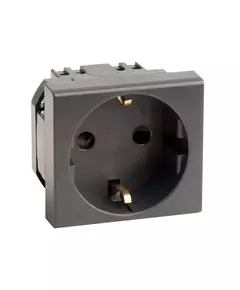 Розетка 1-м 2мод. Viva 16А IP20 2P+E защ. шторки черн. DKC 45205