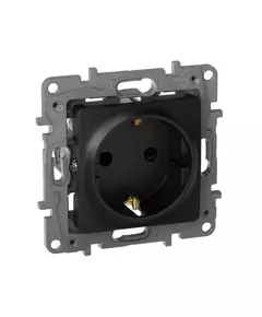 Механизм розетки 1-м СП Etika 16А IP31 250В 2P+E с заземл. защ. шторки немецк. стандарт винт. клеммы антрацит Leg 672622
