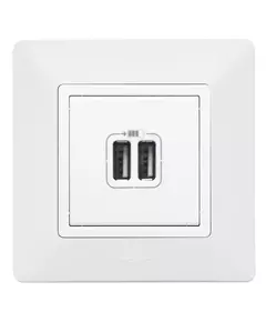 Механизм розетки USB Valena Life 2 разъема 240В/5В 2400мА с лиц. панелью бел. Leg 753412