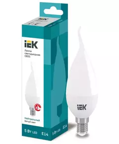 Лампа светодиодная ECO CB35 5Вт свеча на ветру 4000К бел. E14 450лм 230-240В IEK LLE-CB35-5-230-40-E14