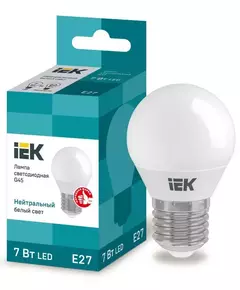 Лампа светодиодная ECO G45 7Вт шар 4000К бел. E27 630лм 230-240В IEK LLE-G45-7-230-40-E27