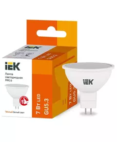 Лампа светодиодная ECO MR16 7Вт 3000К тепл. бел. GU5.3 630лм 230-240В IEK LLE-MR16-7-230-30-GU5