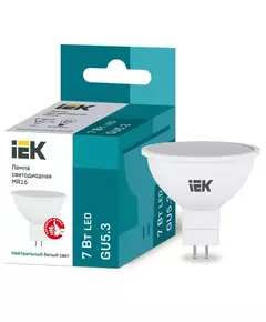 Лампа светодиодная ECO MR16 7Вт 4000К бел. GU5.3 630лм 230-240В IEK LLE-MR16-7-230-40-GU5