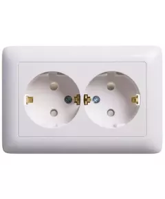 Розетка 2-м СП Хит 16А IP20 с заземл. защ. шторки бел. SchE RS16-231-B