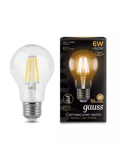 Лампа светодиодная филаментная Black Filament 6Вт A60 2700К E27 Gauss 102802106