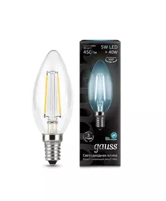 Лампа светодиодная филаментная Black Filament 5Вт свеча 4100К E14 Gauss 103801205