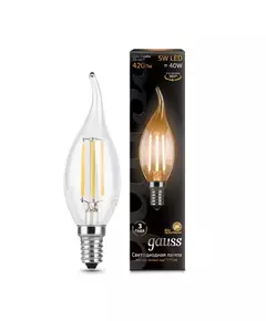 Лампа светодиодная филаментная Black Filament 5Вт свеча на ветру 2700К E14 Gauss 104801105