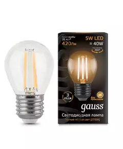 Лампа светодиодная филаментная Black Filament 5Вт шар 2700К E27 Gauss 105802105
