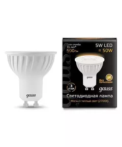 Лампа светодиодная Black MR16 5Вт 3000К тепл. бел. GU10 500лм 150-265В Gauss 101506105