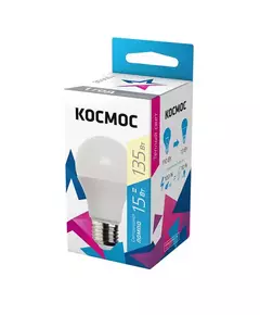 Лампа светодиодная A60 15Вт 3000К E27 220В КОСМОС LkecLED15wA60E2730
