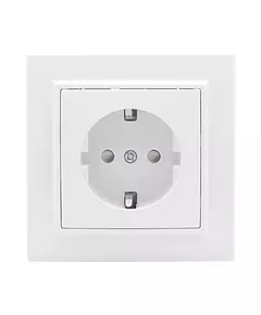 Розетка 1-м СП Минск 16А IP20 с заземл. защ. шторки бел. Basic EKF ERR16-028-100