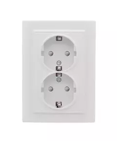 Розетка 2-м СП Минск 16А IP20 с заземл. защ. шторки бел. Basic EKF ERR16-128-100