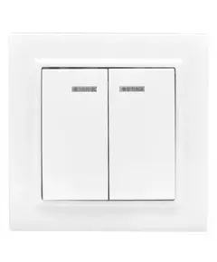 Выключатель 2-кл. СП Минск 10А IP20 с индикатором бел. Basic EKF ERV10-123-10