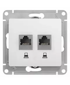 Механизм розетки комп. 2-м Glossa RJ45+RJ45 кат.5е бел. SchE GSL000185KK