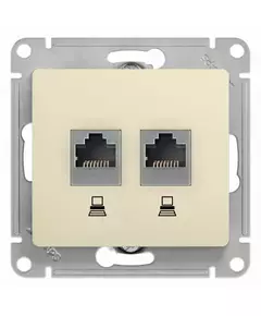 Механизм розетки комп. 2-м Glossa RJ45+RJ45 кат.5е беж. SchE GSL000285KK