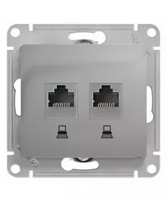 Механизм розетки комп. 2-м Glossa RJ45+RJ45 кат.5е алюм. SchE GSL000385KK