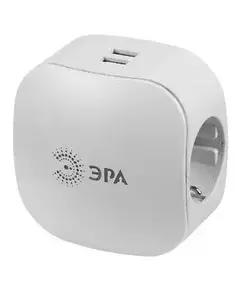 Разветвитель 3-м SP-3e-USB-2A 220В + 2USB 2000мА с заземл. защ. шторки (6/36/864) бел. ЭРА Б0015243