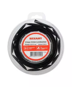 Трубка термоусаживаемая 4.0/2.0мм черн. ролик 2.44м Rexant 29-0016
