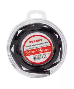 Трубка термоусаживаемая 5.0/2.5мм черн. ролик 2.44м Rexant 29-0026