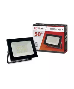 Прожектор светодиодный СДО-7 50Вт 230В 6500К IP65 черн. IN HOME 4690612034638