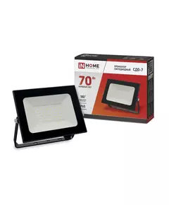Прожектор светодиодный СДО-7 70Вт 230В 6500К IP65 черн. IN HOME 4690612034645