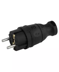 Вилка каучуковая с заземл. прям. 16А IP44 черн. Эра Б0044540