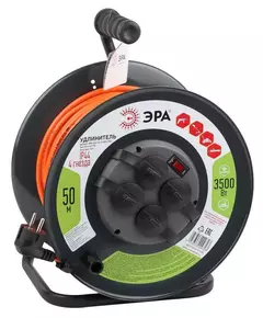 Удлинитель силовой RMx-4es-3x1.5-50m-IP44 на метал. катушке с/з 4гнезда 50м ПВС 3х1.5 Эра Б0046852